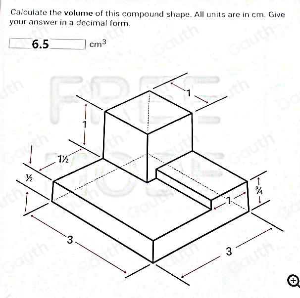 Solved: Calculate the volume of this compound shape. All units are in ...