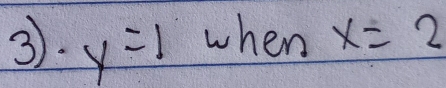 y=1 when x=2