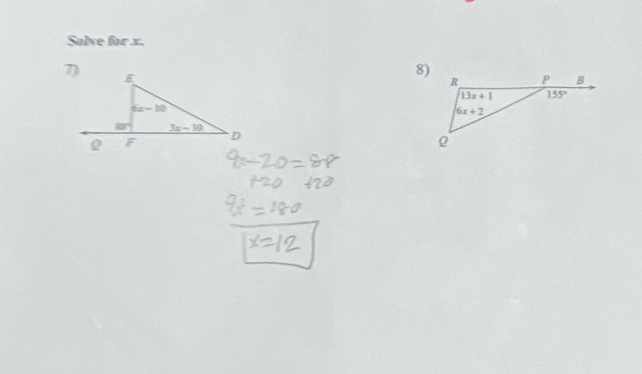 Solve for x.
8)