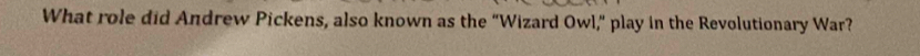 What role did Andrew Pickens, also known as the “Wizard Owl,” play in the Revolutionary War?