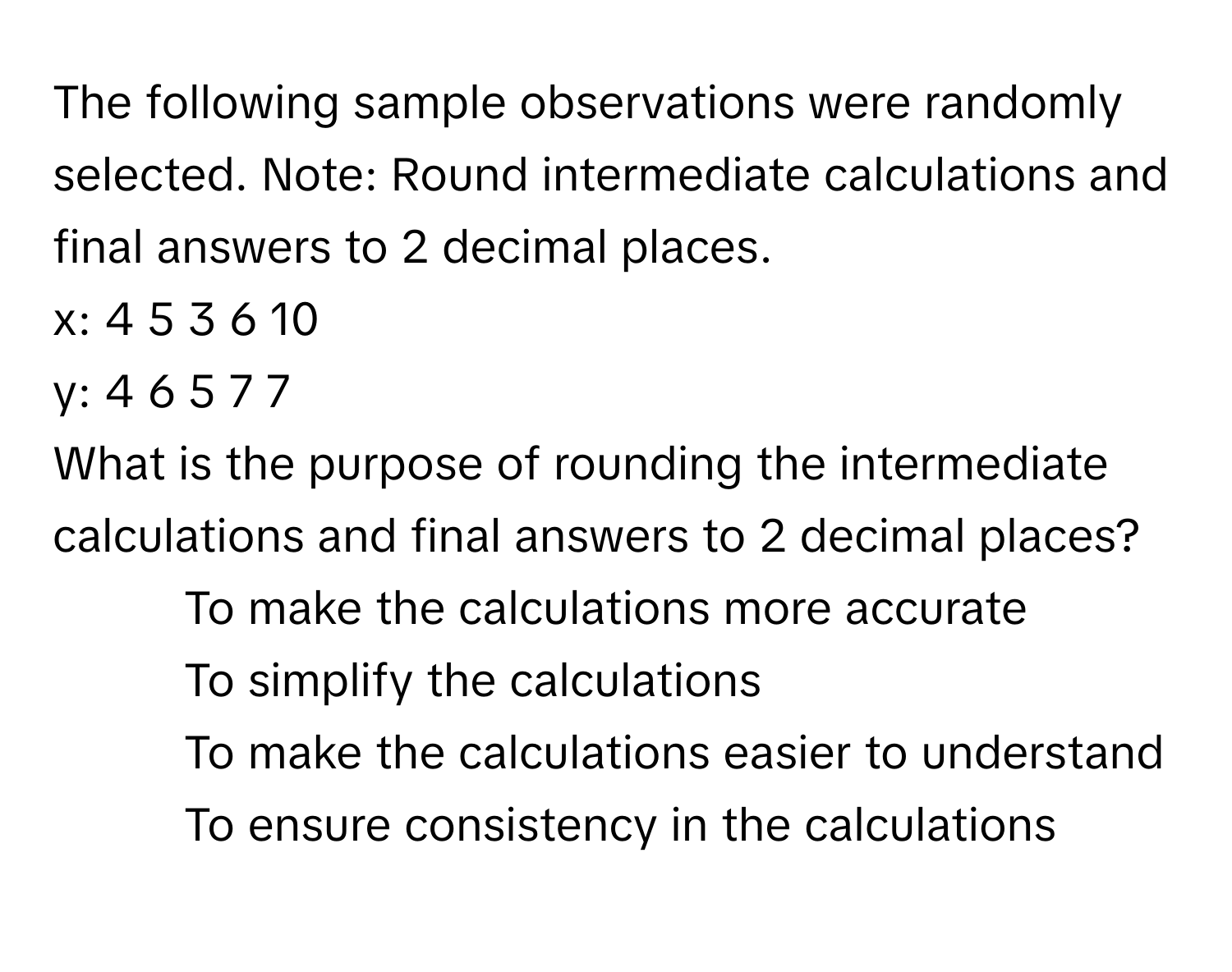 Solved: The following sample observations were randomly selected. Note ...