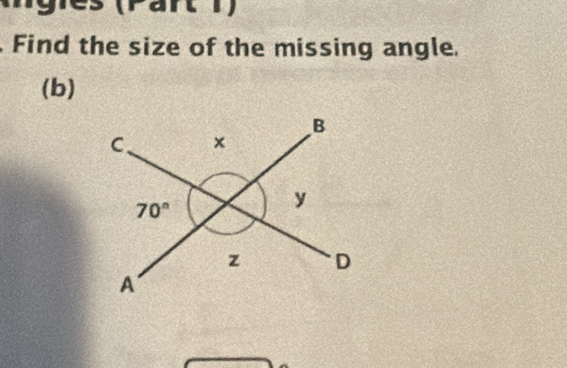 Cs (Fant1)
Find the size of the missing angle.
(b)