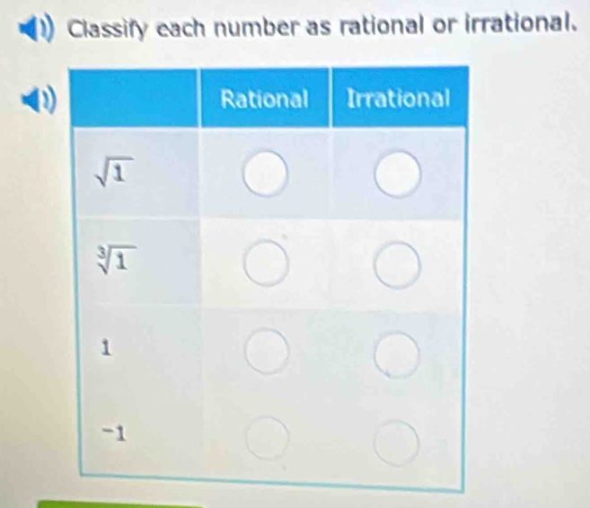 Classify each number as rational or irrational.