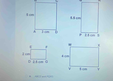 A. ABCD and PQRS