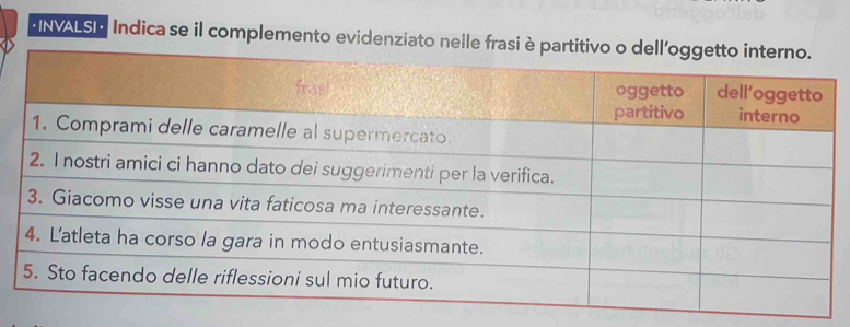 HNVALSC Indica se il complemento evidenziato nell