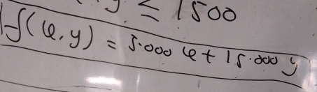 y≤ 1500
f(6,y)=5.0006+15.000y