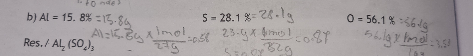 Al=15.8% S=28.1% O=56.1
Res. / Al_2(SO_4)_3