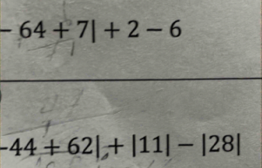 -64+7|+2-6
-44+62|+|11|-|28|