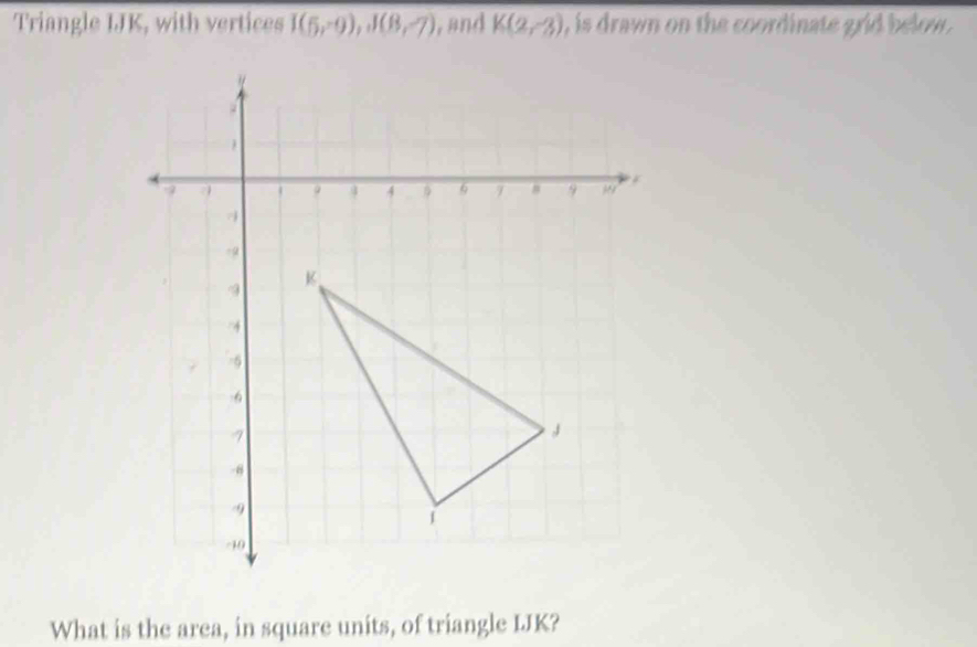 Solved: Triangle IJK, with vertices I(5,-9), I(8,-7) , and K(2,-3) , is ...