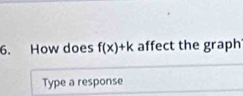 How does f(x)+k affect the graph 
Type a response