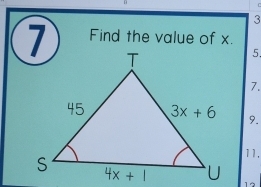 Find the value of x.
5.
7.
9.
11.
1ª