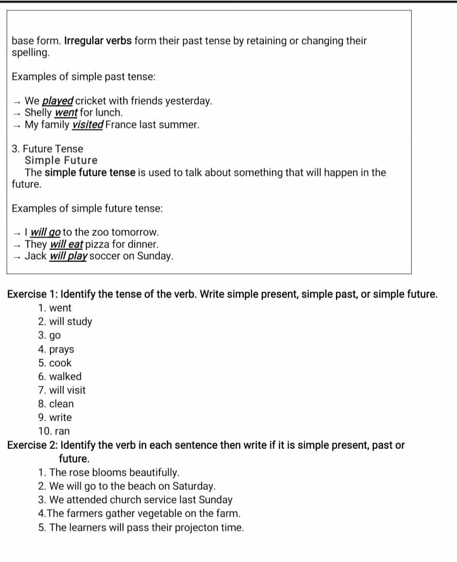 Solved: base form. Irregular verbs form their past tense by retaining ...