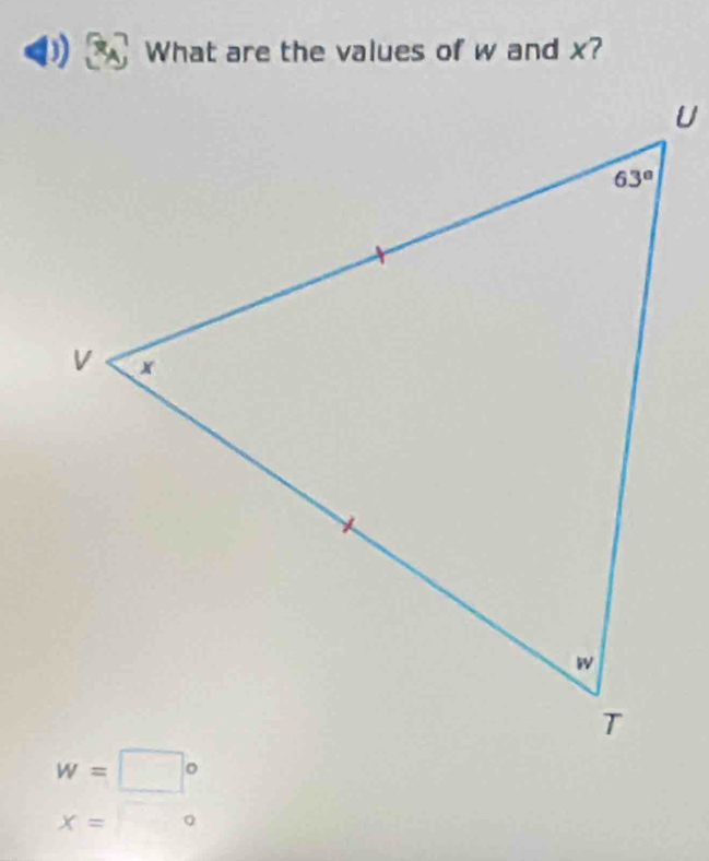 What are the values of w and x?
x=□°