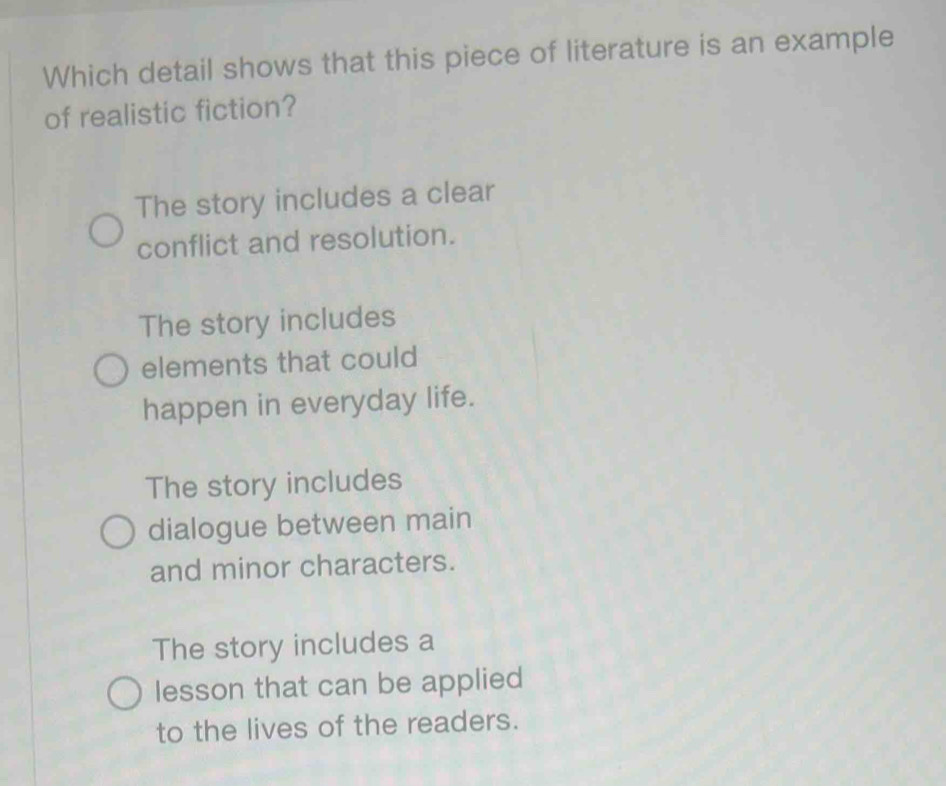 Solved: Which detail shows that this piece of literature is an example ...