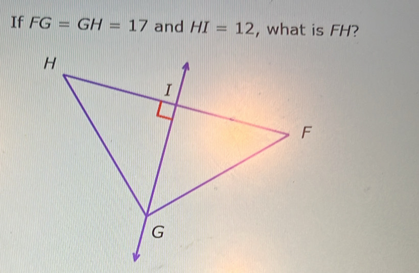 If FG=GH=17 and HI=12 , what is FH?