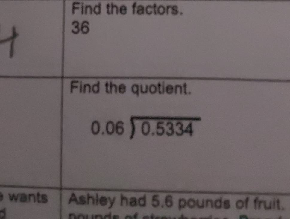 Find the factors.
t.