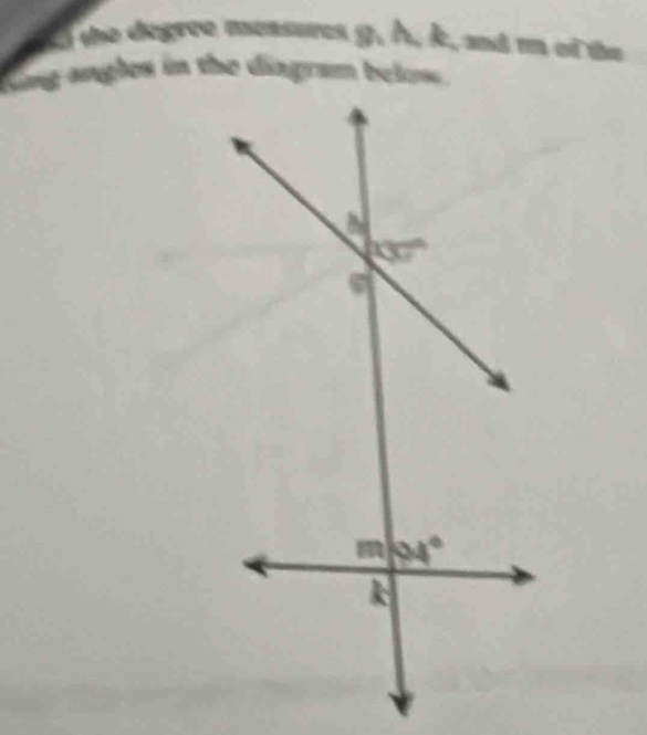 the degree measures g, À, k, and m of the