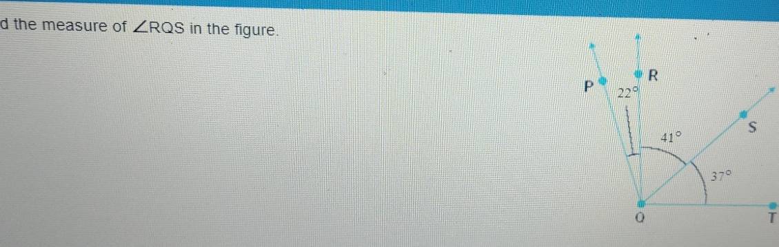 the measure of ∠ RQS in the figure.