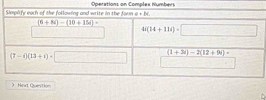 Operations on Complex Numbers
Next Question