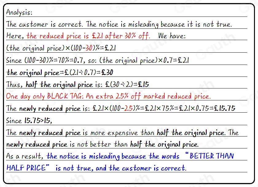 Solved: st: Maths Level 2 Sample A shop has a sale. 0 There is 30% off ...