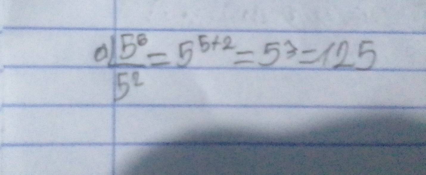  15^6/5^2 =5^(5+2)=5^3=125