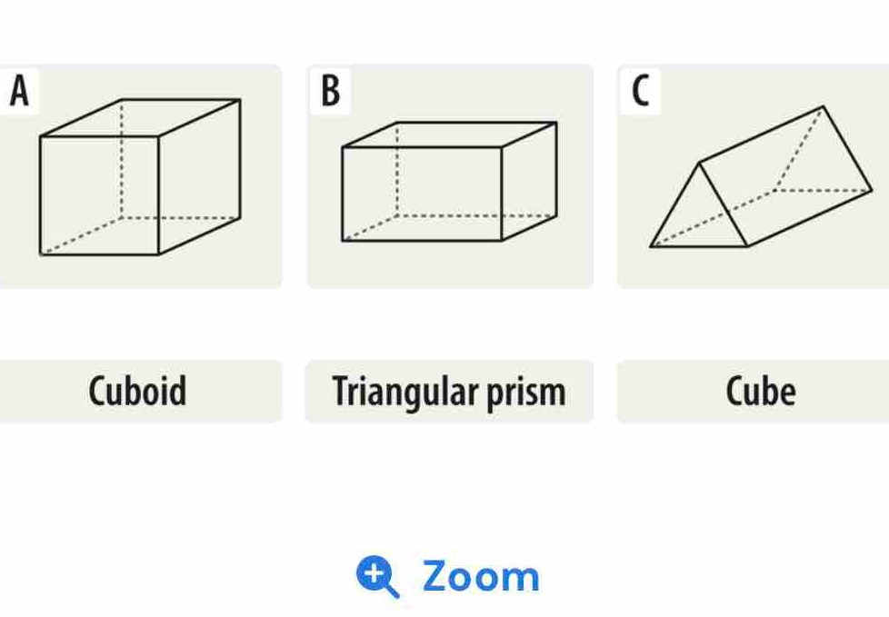 A
B
(
Cuboid Triangular prism Cube
Zoom