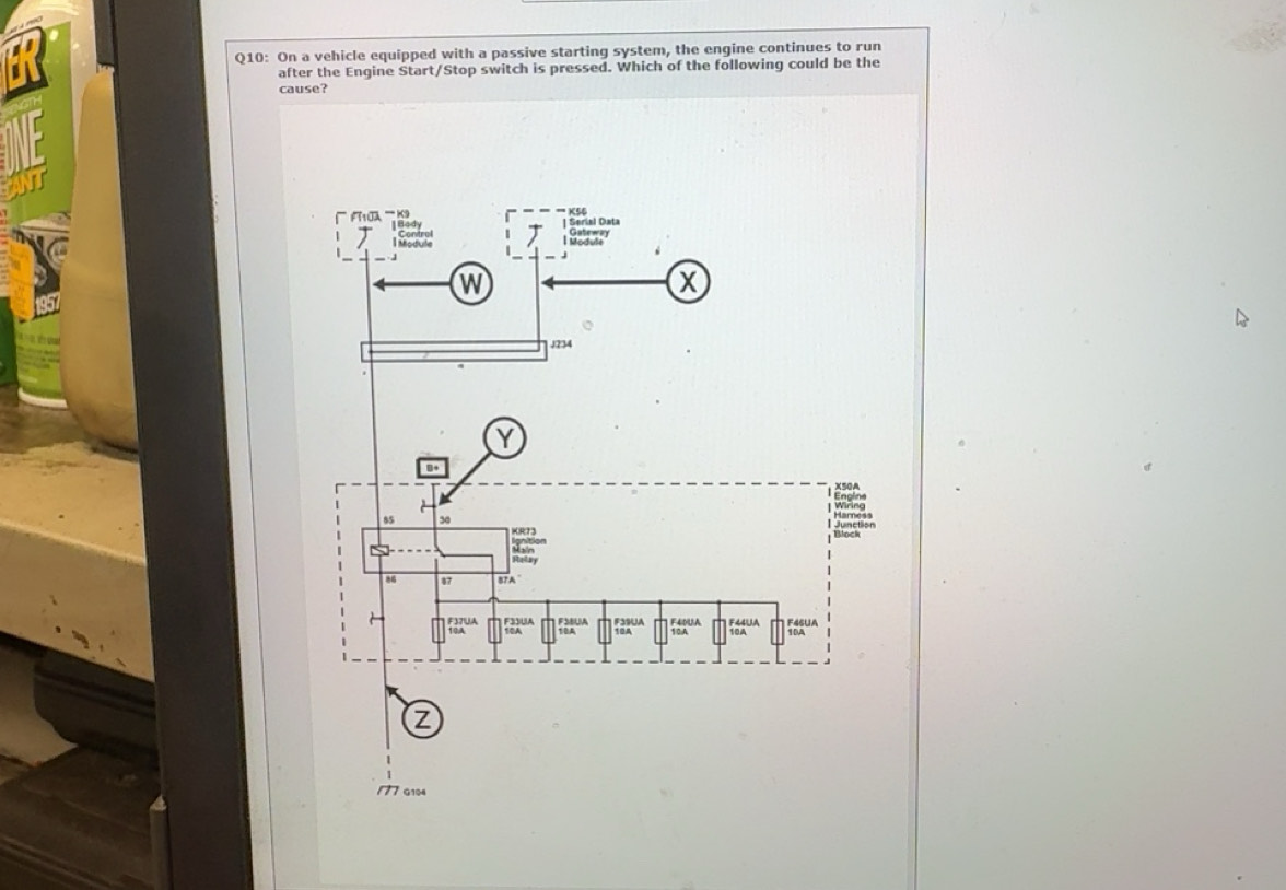 Solved: On a vehicle equipped with a passive starting system, the ...