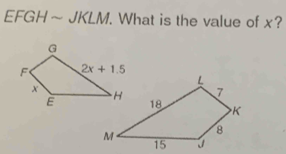 EFGH~、 JKLM. What is the value of x?