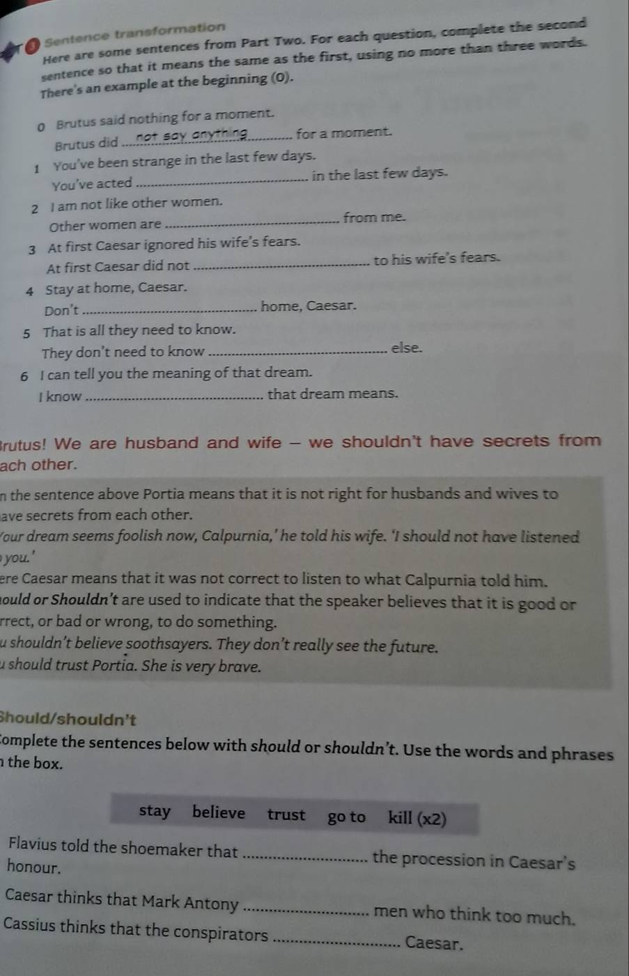 Risolto:# Sentence transformation Here are some sentences from Part Two ...
