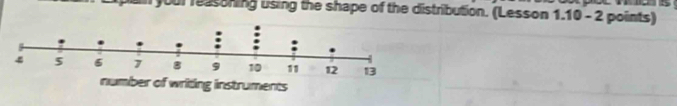 a your reassning using the shape of the distribution. (Lesson 1.10 - 2 points)