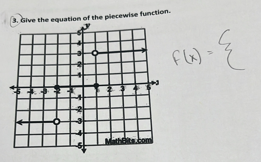 of the piecewise function.