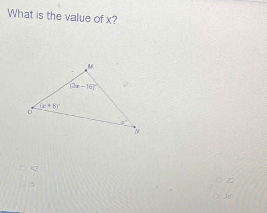 What is the value of x?
42
5.22
38