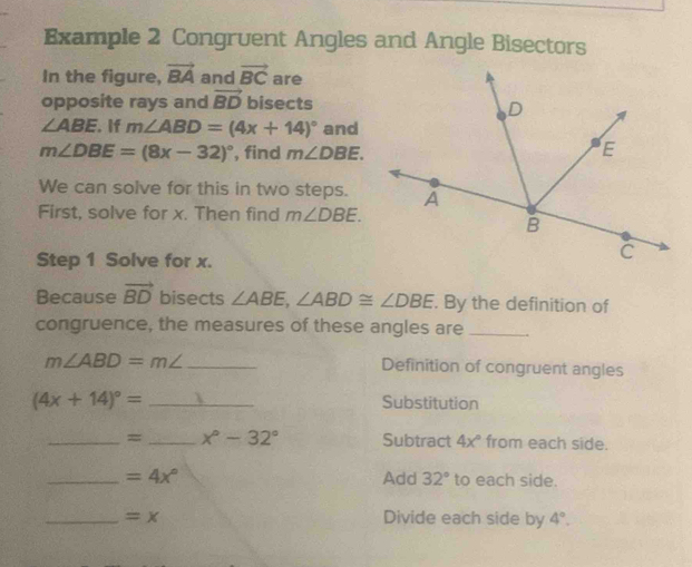 Solved: Example 2 Congruent Angles and Angle Bisectors In the figure ...