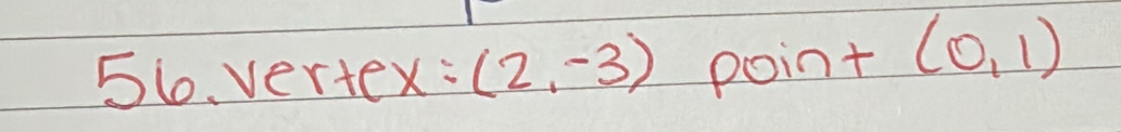 vertex: (2,-3) point (0,1)