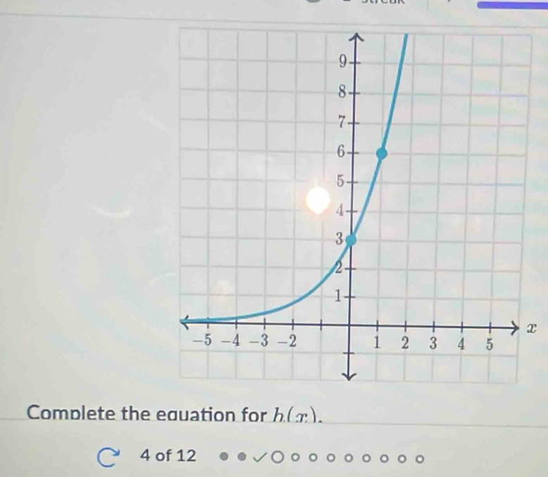 x
Complete the eguation for h(x).
4 of 12