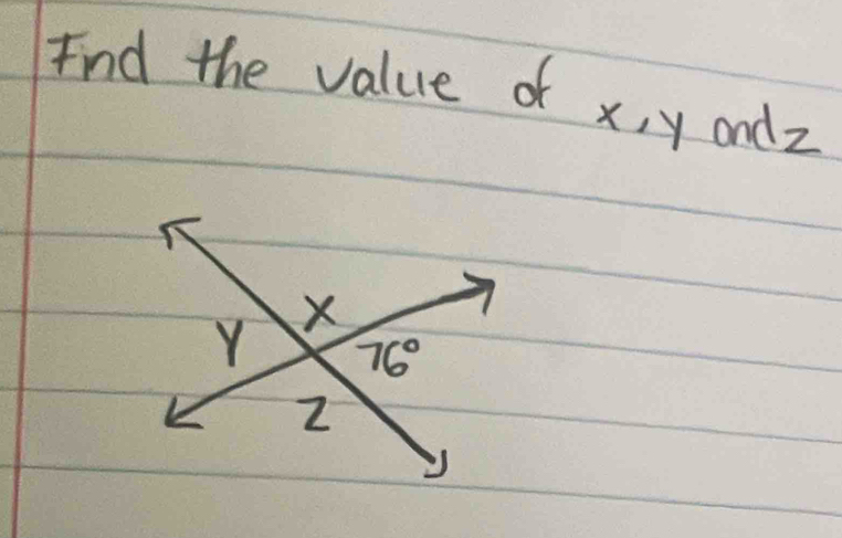 Fnd the value of x y andz