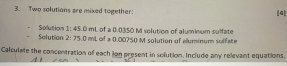 Solved: Two solutions are mixed together: [4] Solution 1:45.0m L of a 0 ...
