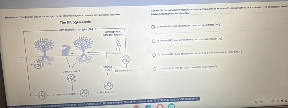 Solved: Directions: The diagram shows the nitrogen cycle. Use the ...