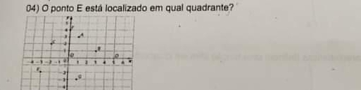 Resolvido:ponto E está localizado em qual quadrante?