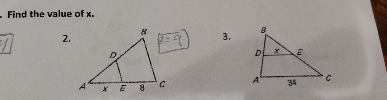 Find the value of x. 
2. 
3.