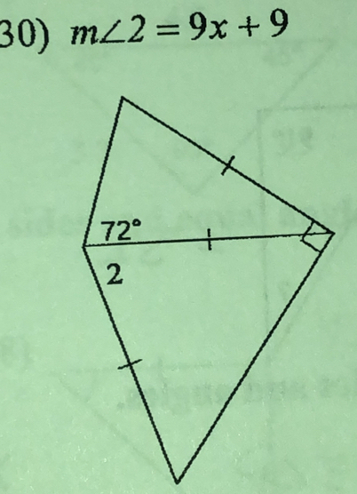 m∠ 2=9x+9