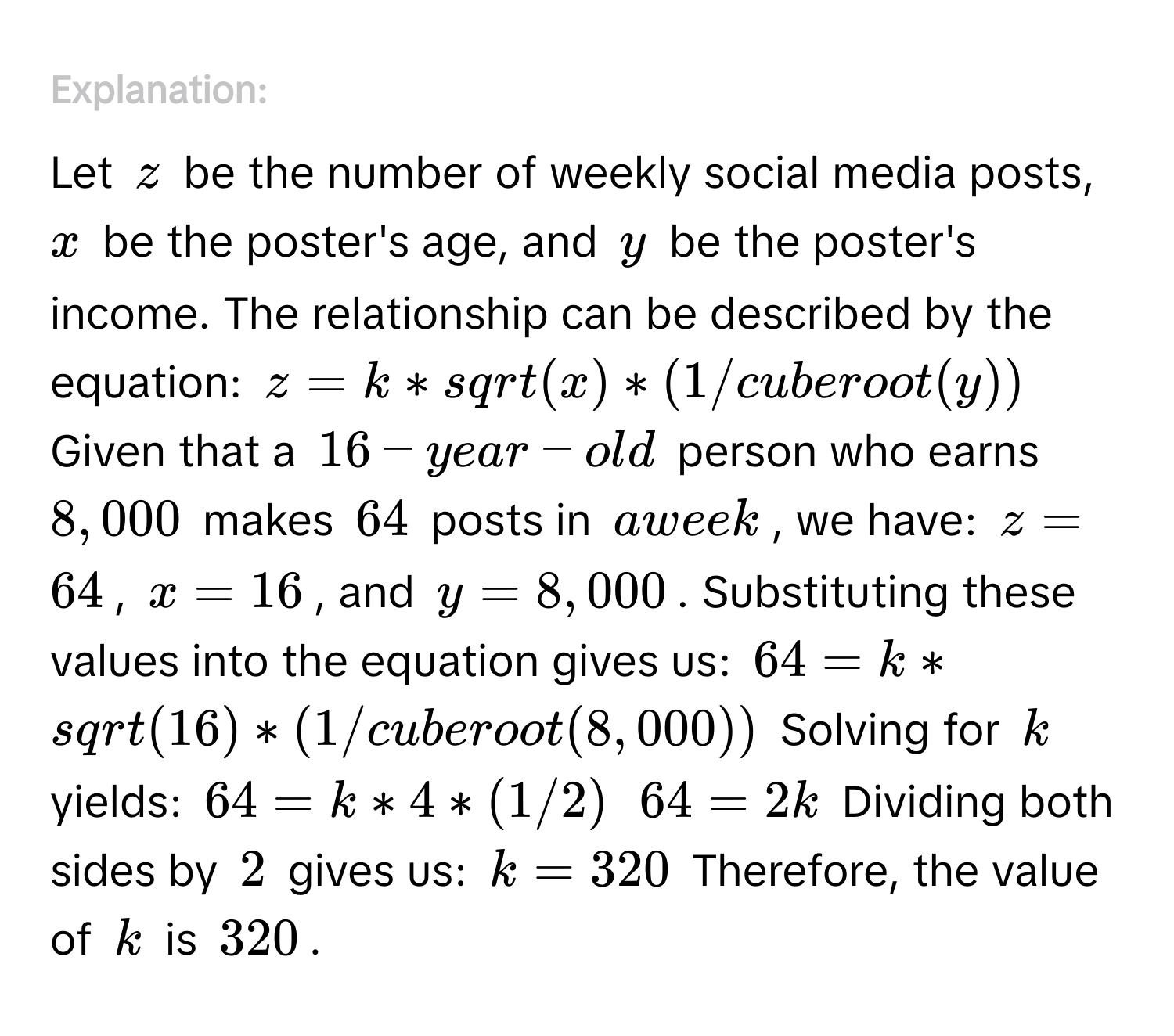 Solved: The number of weekly social media posts varies directly with ...