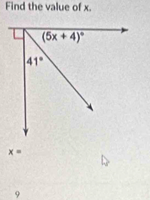 Find the value of x.
x=
9