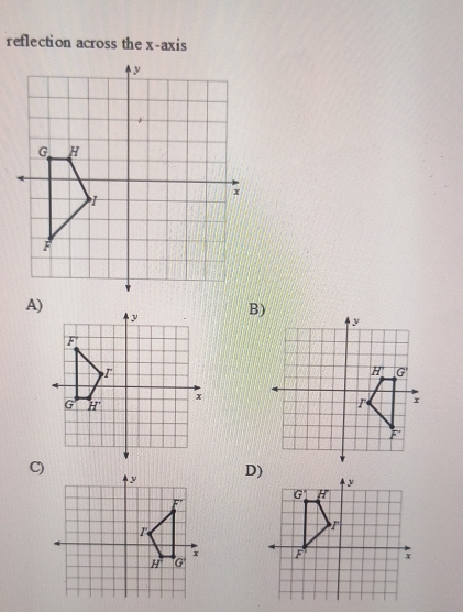 reflection across the x-axis
A)
B)
D)