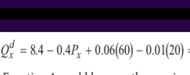 Q_x^(d=8.4-0.4P_x)+0.06(60)-0.01(20)=