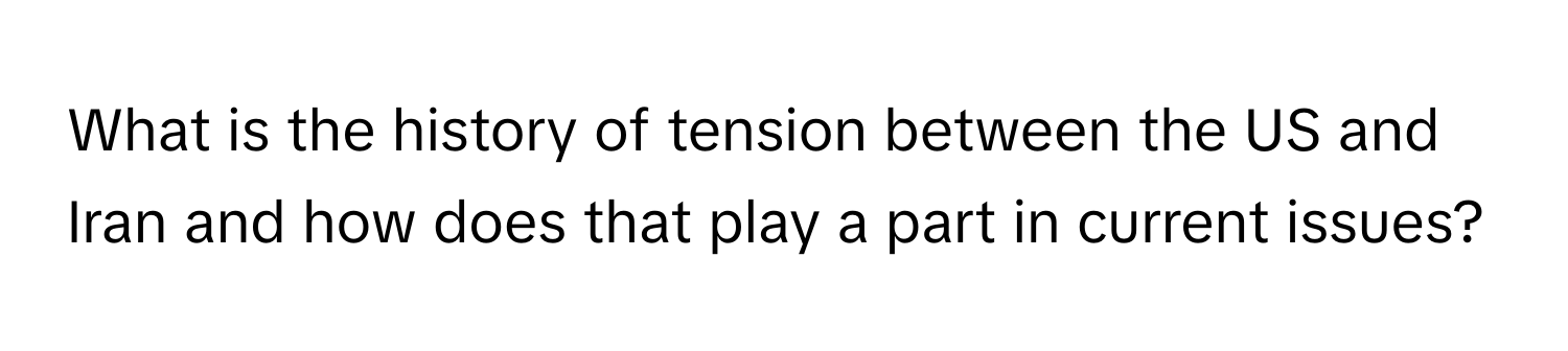 What is the history of tension between the US and Iran and how does that play a part in current issues?