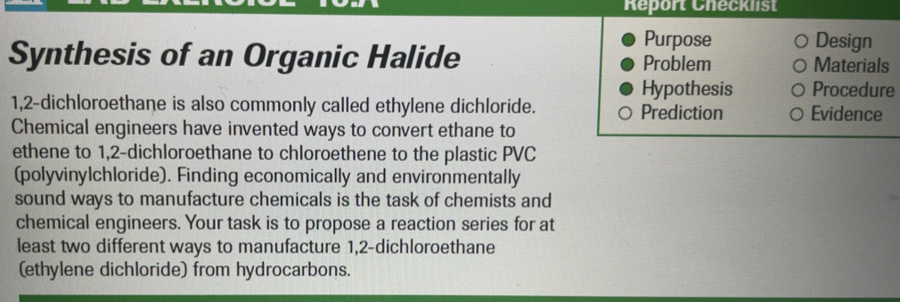 Solved: Report Checklist Purpose Design Synthesis of an Organic Halide ...