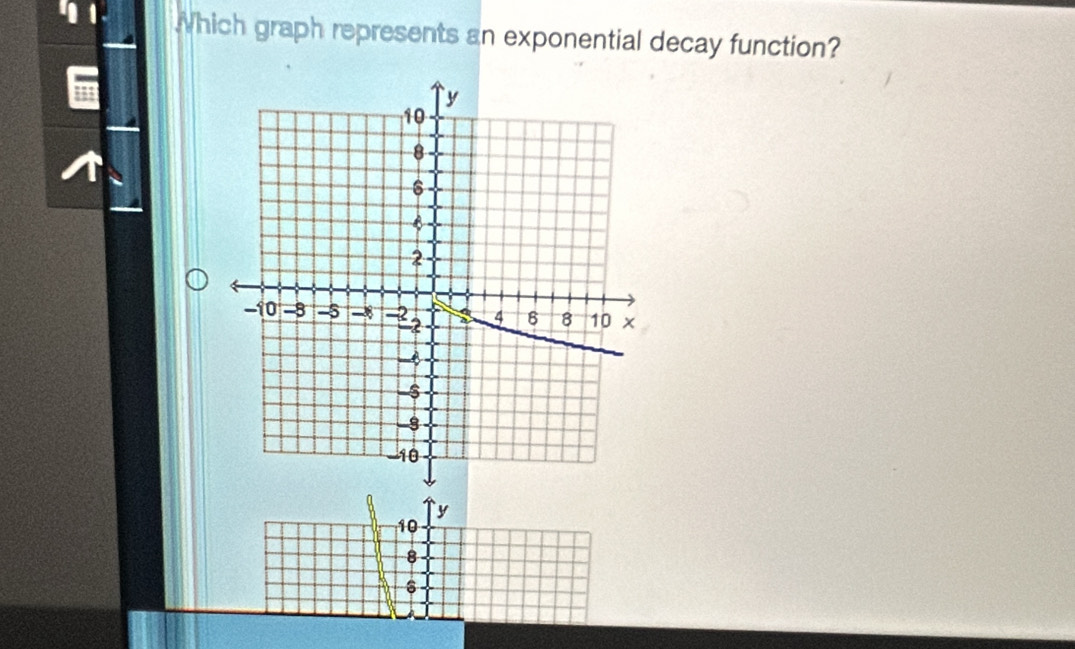 Which graph represents an exponential decay function?
y
10
8
6