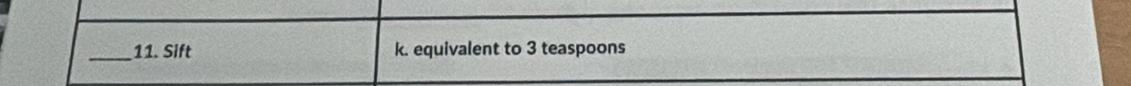 Sift k. equivalent to 3 teaspoons