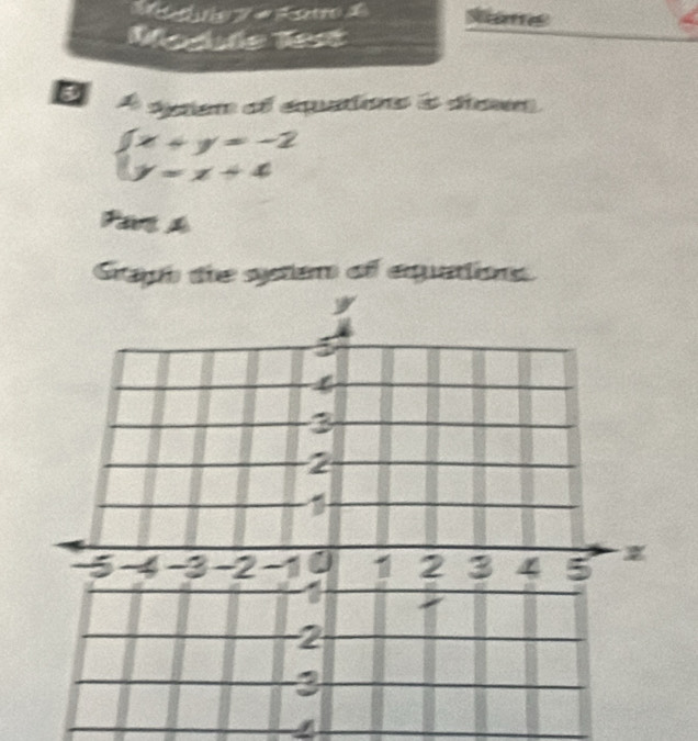 Médoie 7 + Karo & Aiame 
Module Test 
A dem of equations is dhew
beginarrayl x+y=-2 y=x+4endarray.
Pare A 
Gap the spten of eqations. 
4